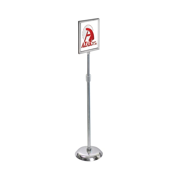 Azar Displays 8.5"W x 11"H Two-Sided Slide-In Floor Stand on Chrome Base 300283 - main